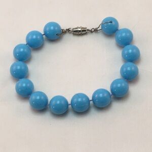 Vintage Blue Beads Upcycled Beaded Bracelet